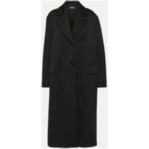 MaxMara Radice Bonded Black Singled Breasted Stretch Jersey Coat